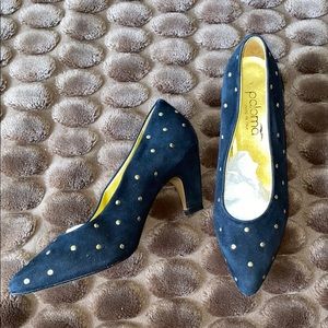 Gorgeous Italian suede studded heels